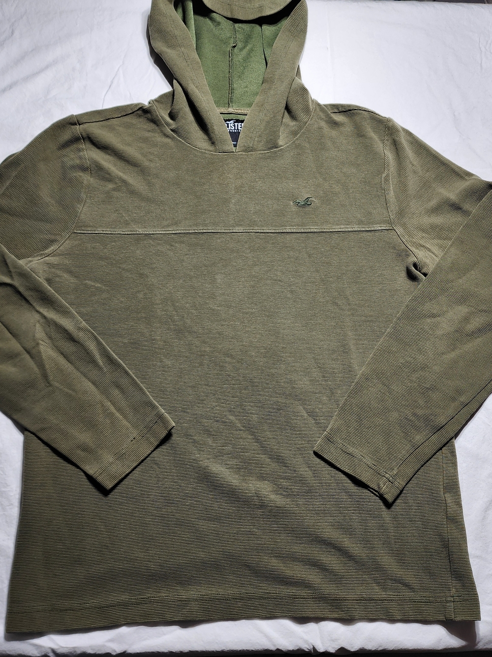 Hollister Men's Olive Green Hooded Sweater